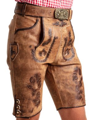 SYMPHONIE WESTERWALD Herren Trachten Lederhose mit Gürtel – antik braun – Größe 44–60