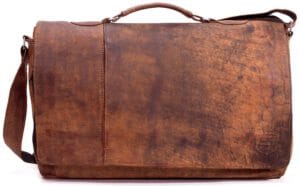 SYMPHONIE WESTERWALD Umhängetasche Unitasche Notebooktasche Laptoptasche Aktentasche Bürotasche Echt Leder Vintage Aschbraun