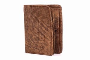 SYMPHONIE WESTERWALD Premium Geldbeutel Geldbörse Brieftasche Portmonee Portemonnaie Echt Leder Vintage Aschbraun