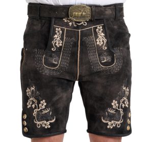 SYMPHONIE WESTERWALD Lederhose Herren, Echtleder, Schwarz-Anthrazit